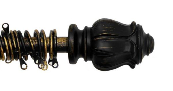 Bastone tenda allungabile in ferro battuto con pomo nero e oro tulip L'Atelier 17