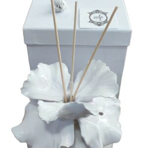 Profumatore in ceramica di Capodimonte con bacchette iris colore bianco - immagine 2