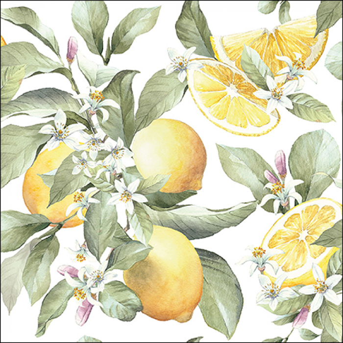 Tovagliolo 3 veli in carta 33x33 Limoni
