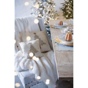 Cuscino arredo 45x45 ricamato con albero di Natale di Blanc Mariclò - immagine 2