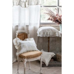 Cuscino arredo 45x45 in lino con ricamo e gala Dentelle collection di Blanc Mariclò - immagine 2