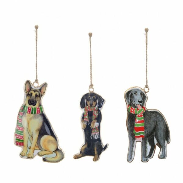 Decoro cagnolini in latta "Sonetti di Natale" collection di Blanc Mariclò