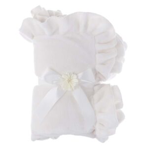 Plaid con gala 260gsm in 3 colori 140x180 "Romantic Frill" collection di Blanc Mariclò - immagine 3