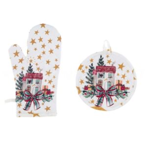 Set guanto forno più presina "Un Natale Italiano" collection di Blanc Mariclò