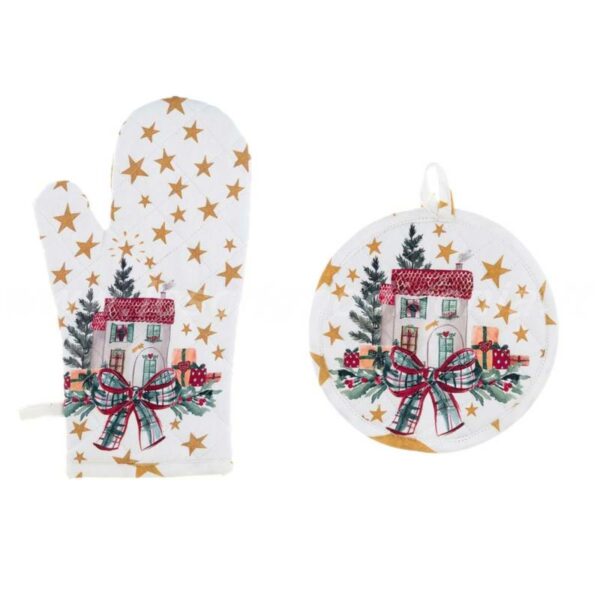 Set guanto forno più presina "Un Natale Italiano" collection di Blanc Mariclò