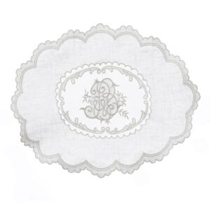 Tovaglietta 35x50  in lino bianca ricamata Dentelle collection di Blanc Mariclò