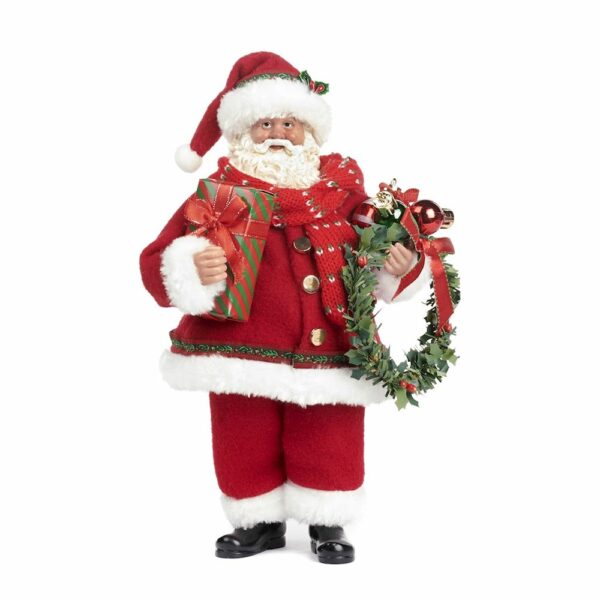 Babbo Natale da appoggio 28cm con ghirlanda di Goodwill