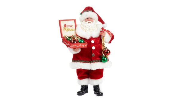Babbo Natale da appoggio 28cm con scatola sfere natalizie di Goodwill