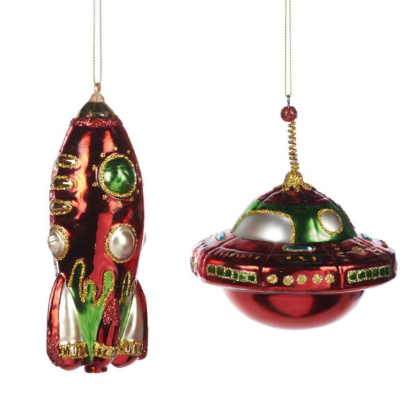 Decorazione albero natalizia in vetro Rocket e Ufo di Goodwill