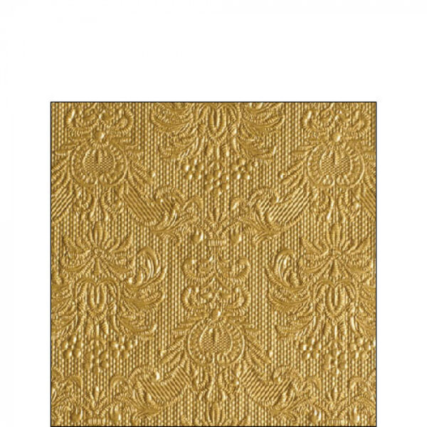 Tovagliolo 3 veli in carta 33x33 Elegance oro con decoro damascato a rilievo