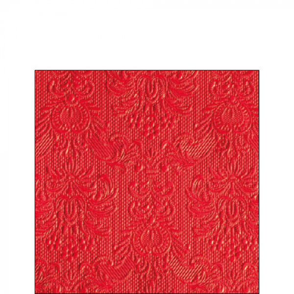 Tovagliolo 3 veli in carta 33x33 Elegance rosso con decoro damascato a rilievo