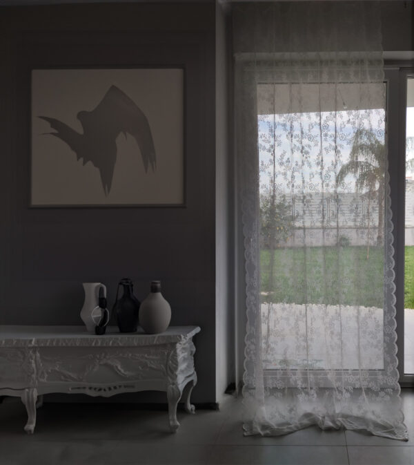 Coppia tende in pizzo sintetico bianco 140x290 Dianthus di Mia