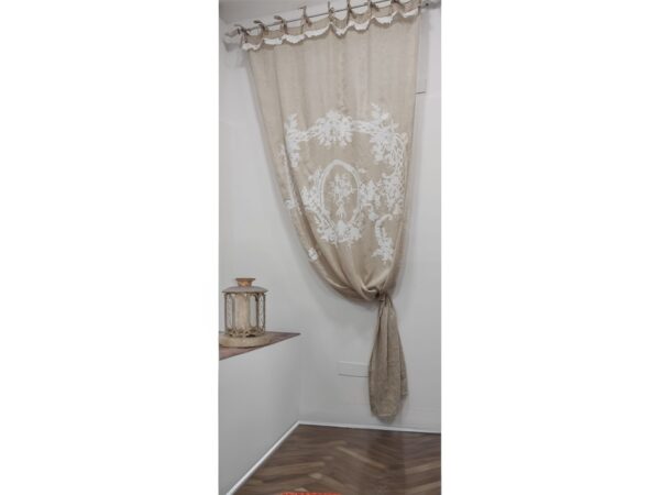 Tenda in lino naturale con decoro intagliato bianco 150x290 Diana di Mia