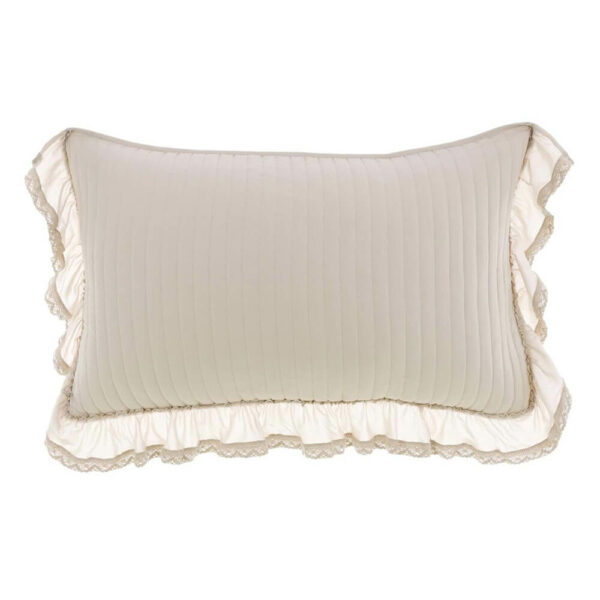 Set 2 copriguanciali beige 50x80 con balza e merletto di Blanc Mariclò