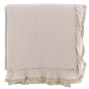 Trapuntino matrimoniale beige 260x260 con balza e merletto di Blanc Mariclò - immagine 2