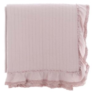 Trapuntino matrimoniale rosa 260x260 con balza e merletto di Blanc Mariclò - immagine 2