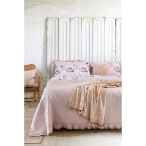 Set 2 copriguanciali rosa 50x80 con balza e merletto di Blanc Mariclò - immagine 2