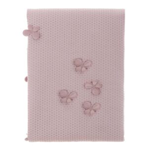 Trapuntino matrimoniale rosa 260x260 con applicazione farfalle e merletto Mariposa Collection di Blanc Mariclò - immagine 2