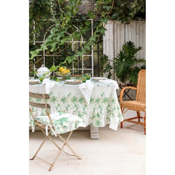 Tovaglia in cotone 180x270 con gala 15cm Hedera Collection di Blanc Mariclò